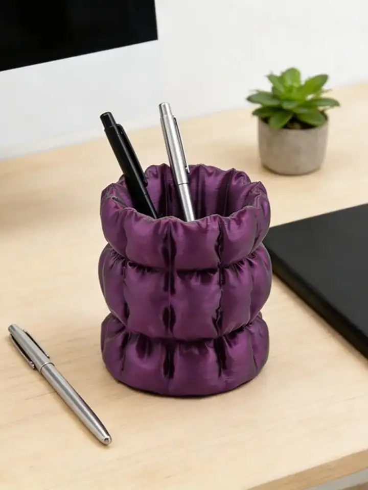 3D Printed Puff Pen Holder - Desktop Organizer Decor